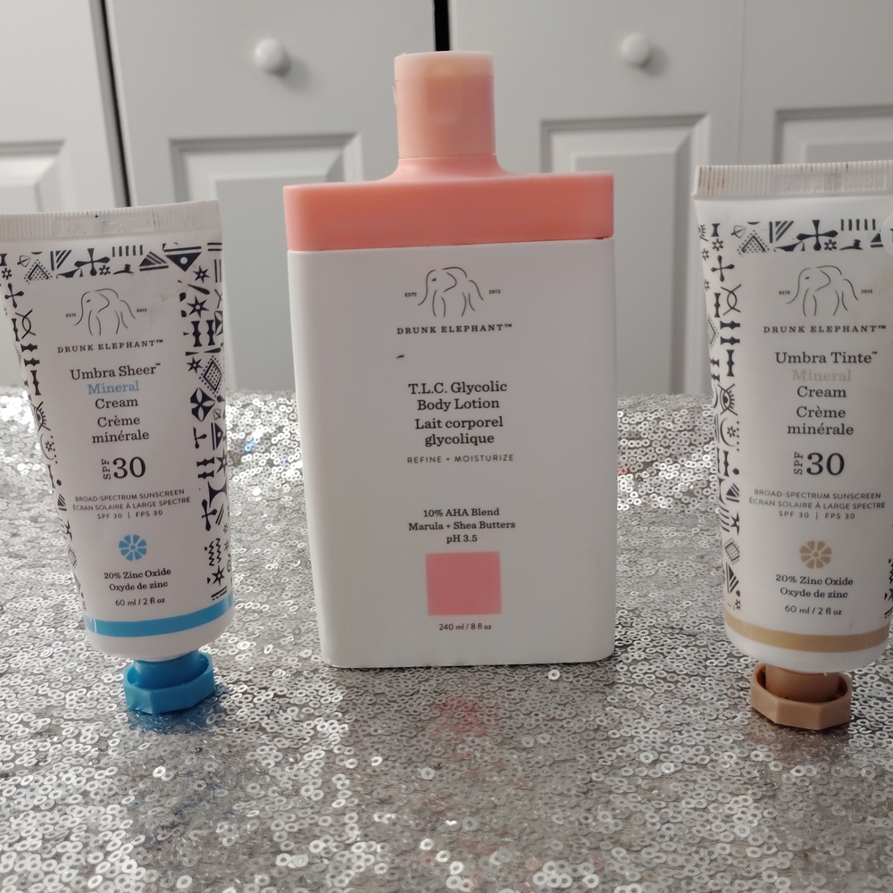 Drunk Elephant White and Pink T.L.C. Glycolic Body Lotion